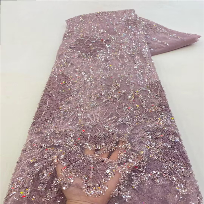 Mesh Embroider Bead Tube Sequin Embroider Banquet Party Dress Fabric Fashion Wedding Dress Princess Dress Fabric