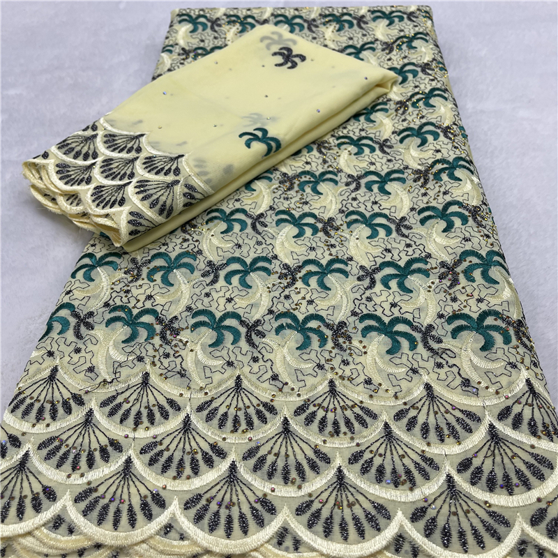New Product 5Y+2Y Swiss Pure Cotton Fabric Embroidered Cloth Wedding Dress Embroidery Floral Lace Wedding Banquet Dress African Fabric
