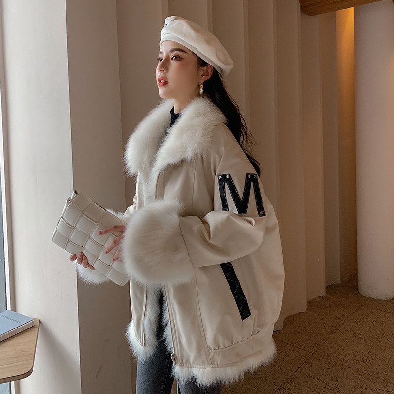 Winter 2021 new young two-sided parker coat female fox fur liner fur coat explosions