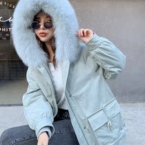 Parker clothing womens long 2020 winter new otter rabbit hair detachable liner young fur coat pocket rope