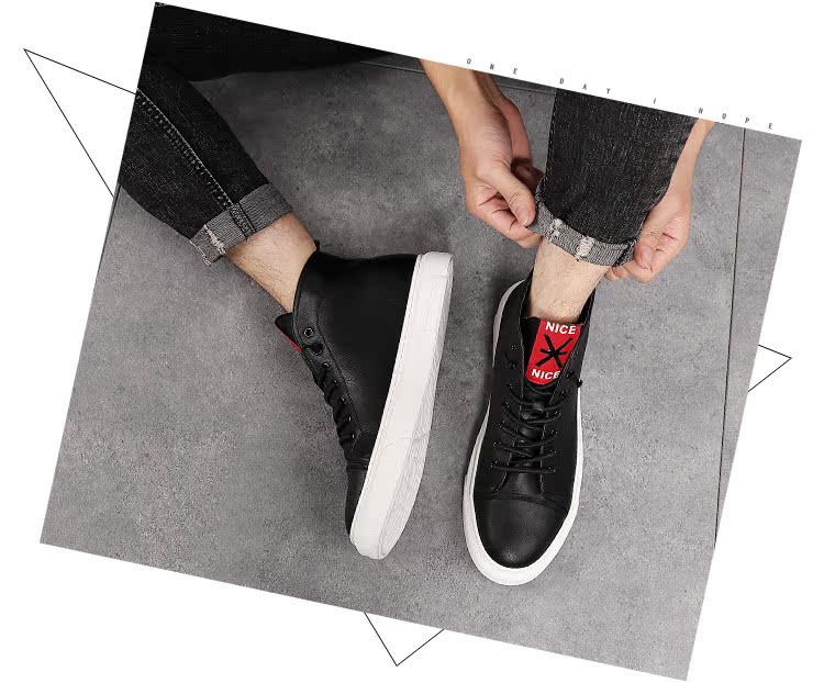 Giày trắng nhỏ cho nam giày cao cổ mùa đông cộng với giày nhung cotton Phiên bản Hàn Quốc của xu hướng giày thể thao cao cấp hoang dã Giày trắng giày thể thao nam sneaker