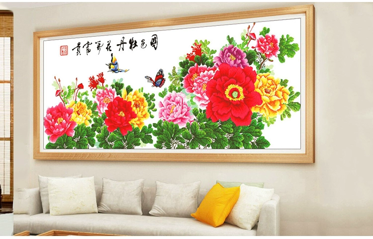 Handmade cross-stitch xong chín feet Peony nở hoa Peony sáu feet Peony màu sắc quốc gia của màu sắc quốc gia của sự quyến rũ - Công cụ & phụ kiện Cross-stitch tranh thêu chữ thập 3d