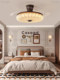 Medieval Bedroom Ceiling Fan Lamp Wabi-Sabi Style Retro Silk Chandelier Restaurant Invisible Fan Blade Ceiling Fan Lamp Casagd