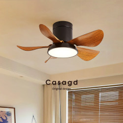 Bedroom Fan Lamp Medieval Simple Kidsren's Room Silent Ceiling Chandelier Retro Wood Grain Restaurant Study Lamp Casagd