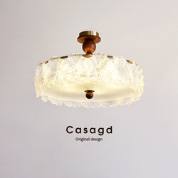 Medieval-Style Bedroom Ceiling Light, French Light Luxury Glass Petal Study Lamp, American Retro Master Bedroom Room Light Casa