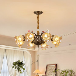 French Mid-Century Style Living Room Chandelier 2026 New Romantic Ceramic Flower Retro Pastoral Style Dining Room Bedroom Lamp Casa