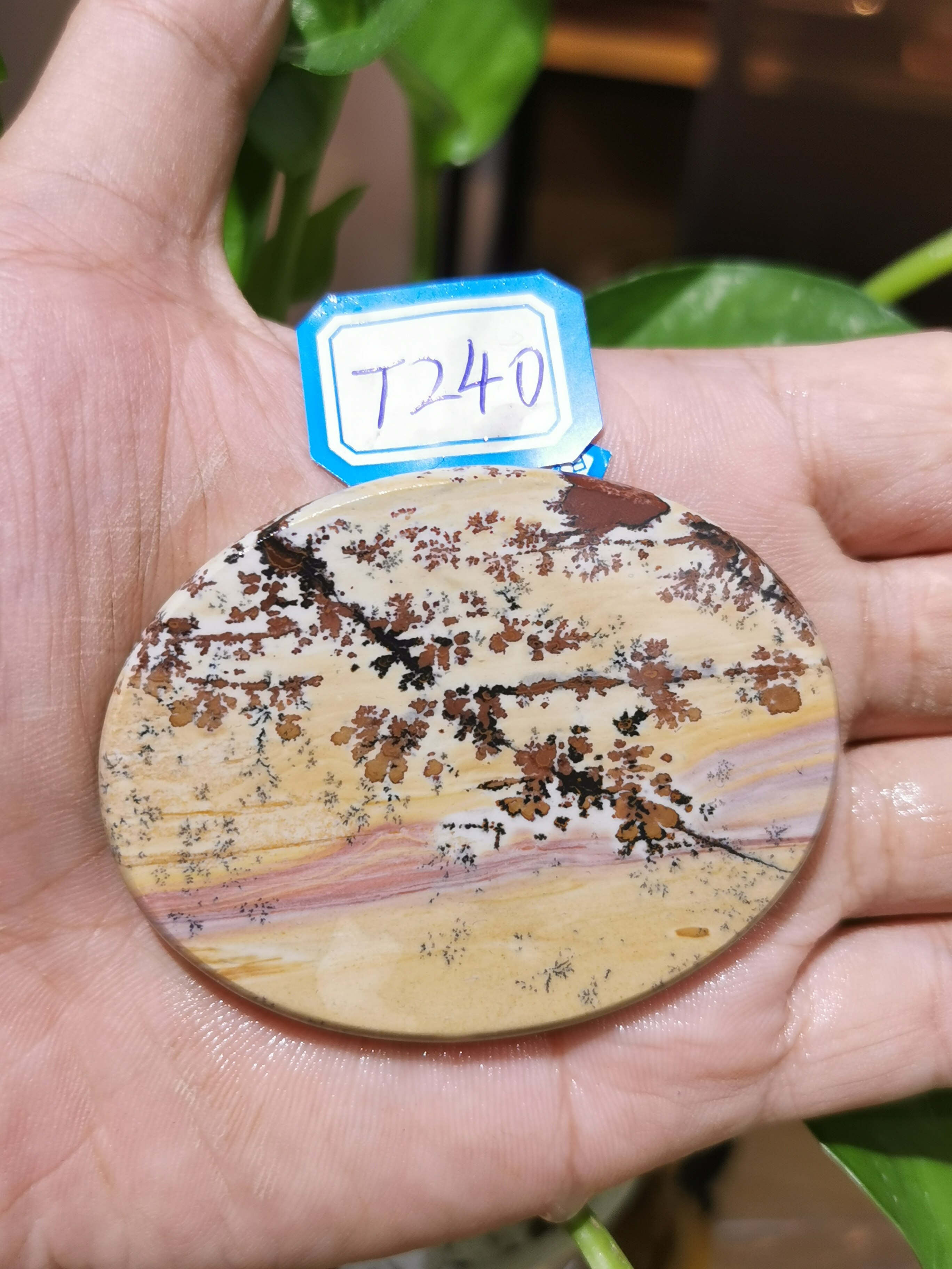 Natural Stone Guangxi Grass Flowers Stone Chishi Shi China Painting Stone Landscape Pattern Small ellipsoidal Tea Cup Cushion Hands to Play Pendant