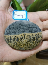 Natural stone Guangxi grass flower stone chishi stone country painting stone landscape pattern 6cm ellipsoidal tea cup mat hand to play pendant