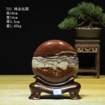 Master Wen Guangxi Natural Chiishi Stone Crafts State Painting Stone Chicken Wings Wood Base Pendulum room Chinese tx1