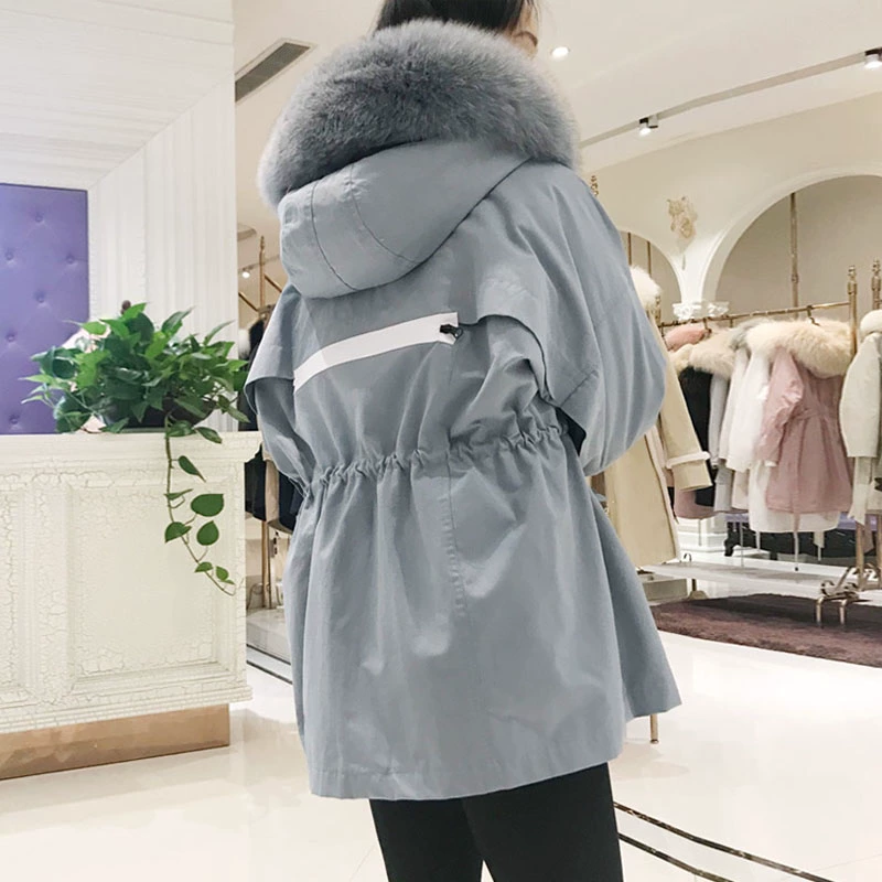 Giải phóng mặt bằng Đặc biệt Fur Pie Vượt qua Nữ Rex Rabbit Fur liner Có thể tháo rời Zipper Áo khoác mùa đông Hàn Quốc ZNK328 - Faux Fur