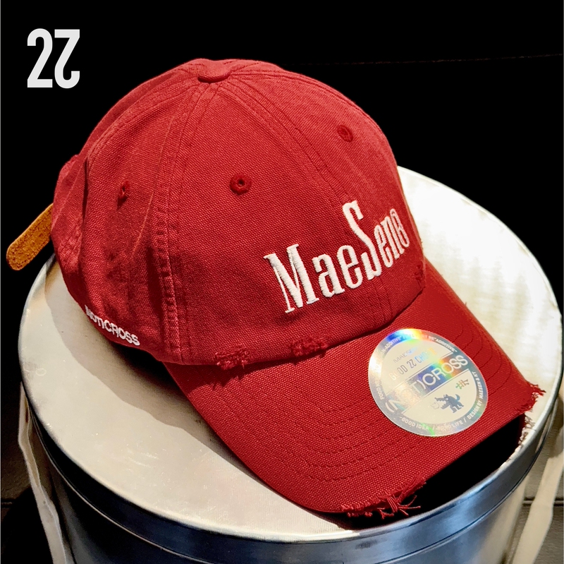 Maesen Original National Trend Red Twin Treasure Baseball Cap Large Head Circumference American Retro Distressed Formula Scarf with Badge