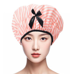 New Large Bow-Knot Double-Layer Shower Cap, Waterproof Bathing Cap, Hair Protection, Household Shower Cap, Beauty Salon Hair Treatment Cap