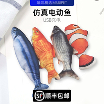 Net red simulation electric swing fish will run beating toys children boys and girls baby pet cats Teasing Cats