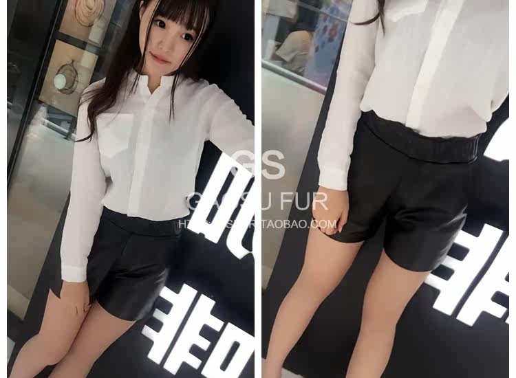 欧洲站<em>2015</em>新款秋冬真皮<em>短裤女士</em>头层绵<em>羊皮</em>