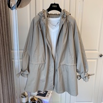 Japanese designer cuff bow back double-layer hooded long loose jacket windbreaker female little man