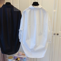 Niche design sense Korean loose back arc temperament long sleeve shirt blouse blouse women 2021 autumn