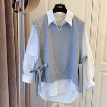 Design sense niche Korean loose lace-up bow vest vest jacket 2021 new autumn