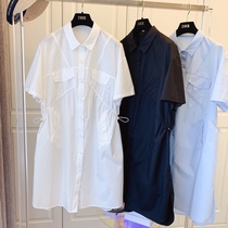 Design sense niche French retro casual temperament covering meat cotton shirt dress 2021 spring and summer New Tide