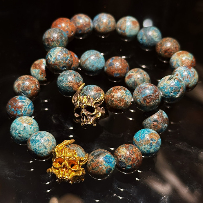 Lianyushan Emperor Stone Emperor Graphite Western South American Culture Pure Copper Skull Bracelet