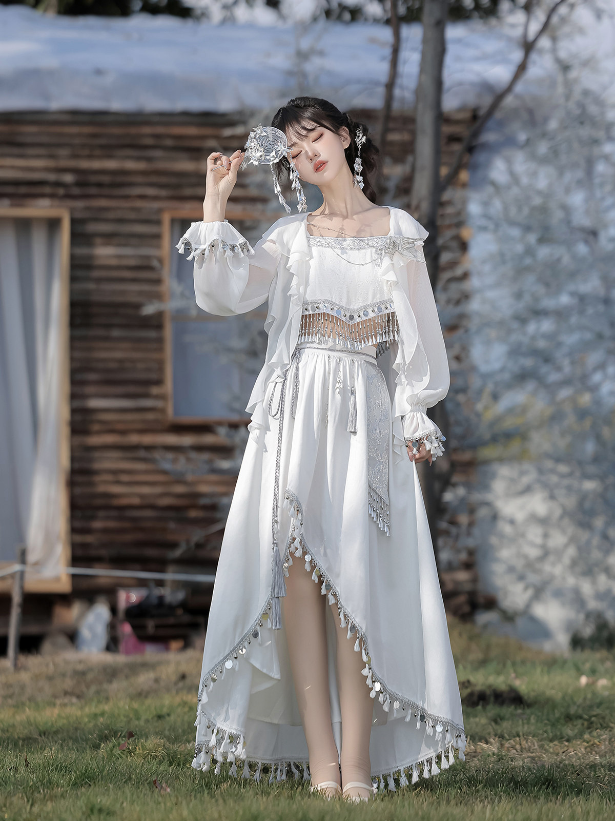 Китайцы одежда наборы 锦慕汉服[白银]苗疆少女白色异域风苗族元素服装民族风汉元素套装