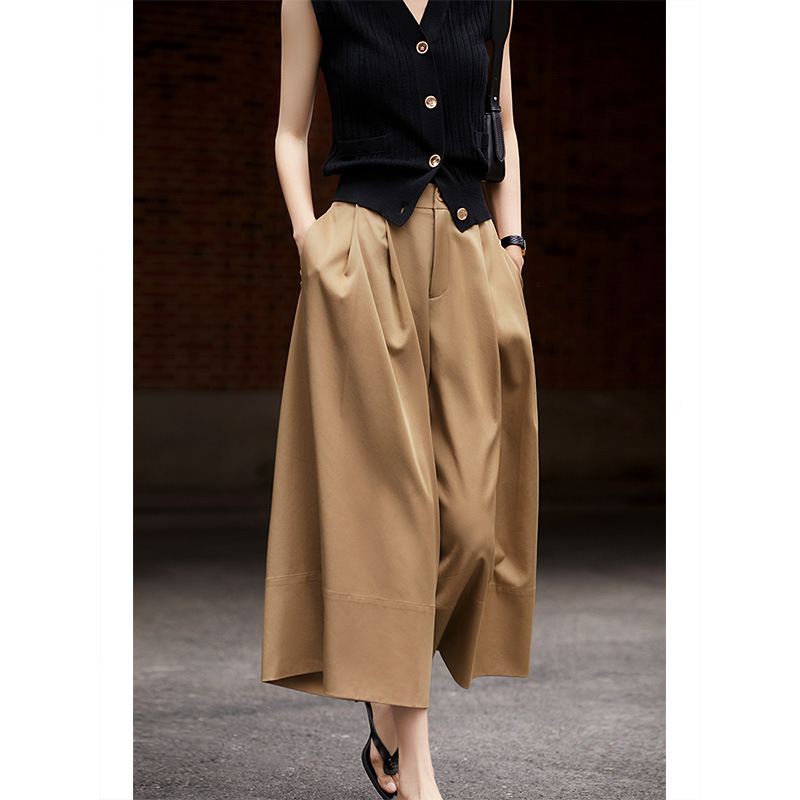Stylish and Sophisticated! Elegant and Beautiful! Tencel Culottes, Chic Wide-Leg Pants, Loose Casual Cropped Pants