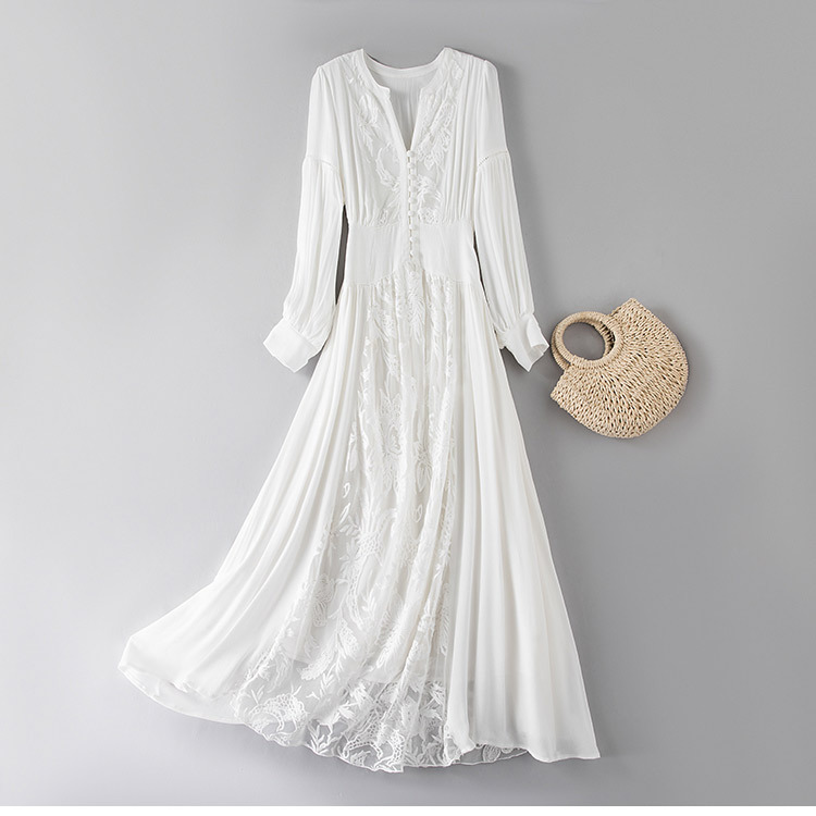Summer White Cotton and Linen Dress, Sanya Seaside Vacation Beach Dress, Yunnan Outfit, Ankle-Length Sun Protection Long Dress