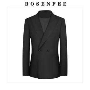 [男士商务休闲西服修身型意式西服修身春秋黑色时尚男士A2577]