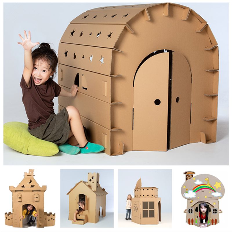 Children's hand model carton castle tent assembly graffiti DIY toy shell houses