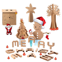 Handmade carton Christmas three-dimensional tree snowman stage props Children diy graffiti carton board toy cabin