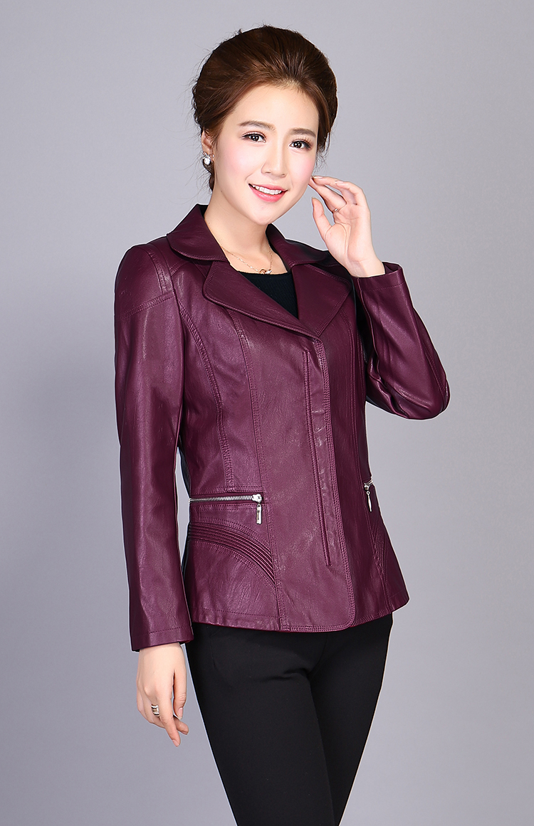 Phụ nữ trung niên pu da quần áo phụ nữ mùa xuân và mùa thu mô hình mẹ áo khoác thanh niên phụ nữ trung niên áo khoác áo khoác 801 bomber da lộn