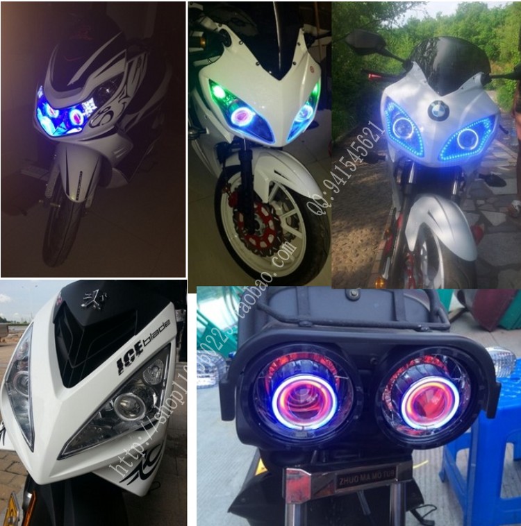 2.5-inch phổ xe máy ống kính đèn pha HID ống kính ống kính kép xenon đèn không phá hủy sửa đổi mắt thiên thần mắt ma quỷ 	bóng đèn pha xe máy 6v