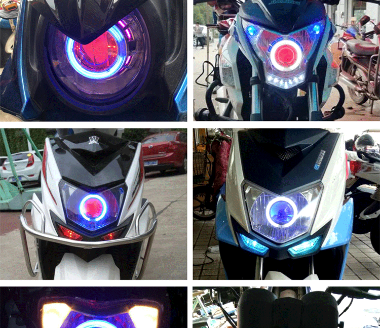 Xe máy Xenon Đèn Pha Trang Bị Thêm Thiết Ma Quỷ Thiên Thần Eyelights Ống Kính Fisheye HID Xenon 3 Inch 3.5 Inch đèn pha trắng xe máy