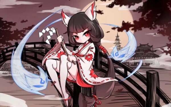 Hot spring long a ninja must die 3 Liner cos red and white jade fox witch kimono short skirt women's tail section