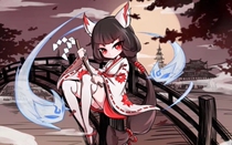 Hot spring long ninja must die 3 Lin cos Red and White Jade Fox witch kimono kimono skirt womens tail