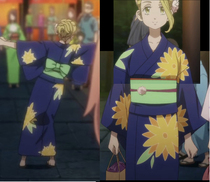 Hot spring long Emma Tokyo Avengers cos blue bathrobe kimono yellow flower print womens custom tail