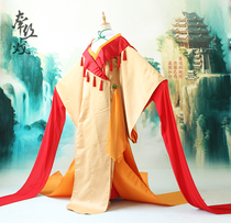 Virtual singer talk and pull silk play cosplay water sleeve cheongsam orange red costume