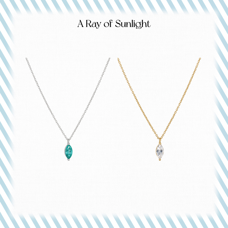A Ray of Sunlight Marquise 5A Grade Zircon Paraiba Zircon Necklace Sparkling Diamond Classic Versatile