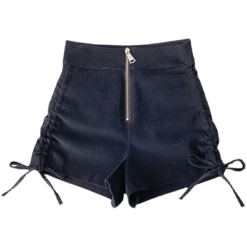 Модные осенние небольшие штаны, дизайнерские шорты, в корейском стиле, на шнурках, высокая талия, свободный крой, облегающий крой