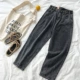Quần denim crop top nữ 2018 thu đông phiên bản mới của Hàn Quốc mang hương vị thời trang eo cao là quần lửng ống suông giản dị hoang dã quần jean ngố ống rộng