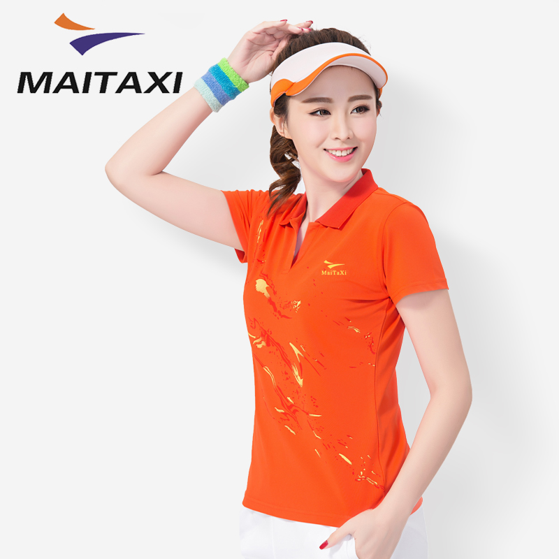 T-shirt women's sports T-shirt lapel short-sleeved loose mother breathable half-sleeve polo shirt top women's summer