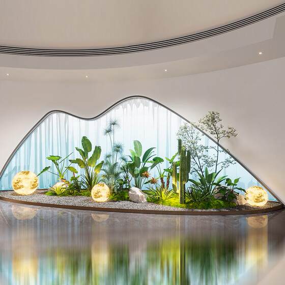 Large Nordic-Style Artificial Green Plants for Outdoor Store and Office Landscaping, High-Quality Green Plants Combined with High-End Areca Palm Green Plants