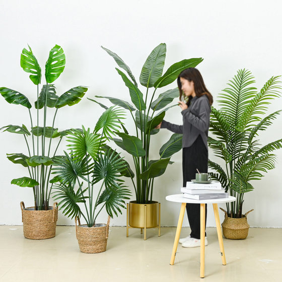 Nordic Style Artificial Green Plants, High-End Light Luxury Monstera Landscaping Combination, Tropical Plant Potted Plants, Window Decoration Ornaments