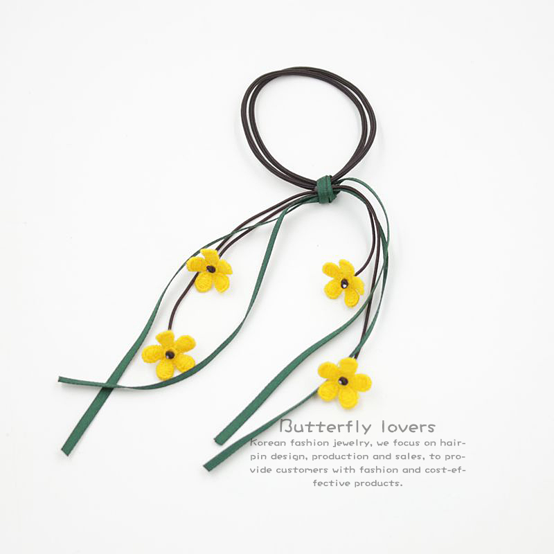 Hair ring long ribbon ribbon soda with long-plate elastic rubber band red tied hair circle green hair circle