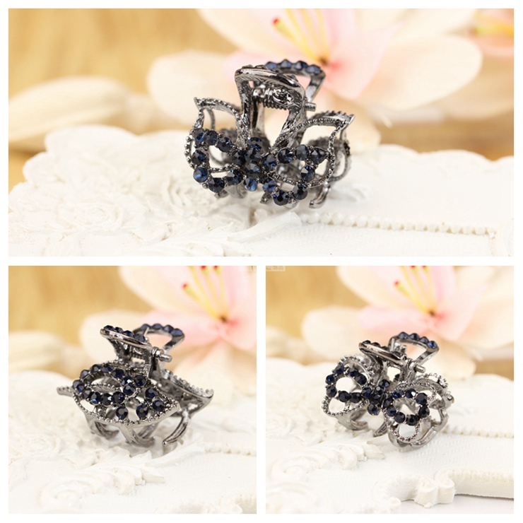 Korean hair jewelry Dark rhinestone small grab clip small clip Bangs hair clip side clip Small grab clip headdress