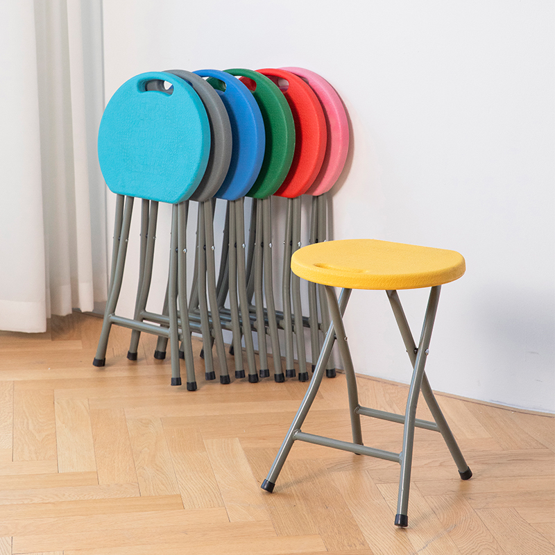 Folding Stool Portable Plastic Small Matza Thickening Home High Stool Simple Round Stool Outdoor Small Bench Military-industrial Chair-Taobao