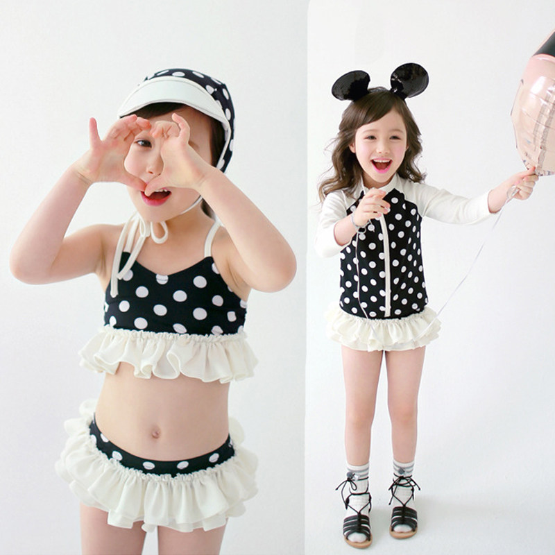 South Korea's children's swimsuit girls bikini princess skirt split long sleeve swimsuit female baby hot spring