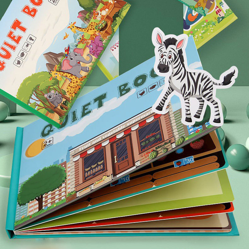 Children's quiet book early teaches enlightenment common sense cognitive animal digital puzzle self-made baby baby sticker package toy