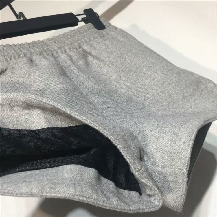 Mát mẻ phiên bản Hàn Quốc của quần short len ​​dày nữ mùa đông 2018 mới cao eo rộng quần ống rộng sang trọng mặc ngoài quần ủng thoi trang cong so