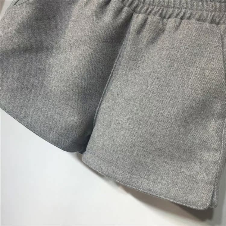 Mát mẻ phiên bản Hàn Quốc của quần short len ​​dày nữ mùa đông 2018 mới cao eo rộng quần ống rộng sang trọng mặc ngoài quần ủng thoi trang cong so