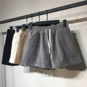 Mát mẻ mùa đông mát mẻ size lớn len nước nhung quần short nữ phiên bản Hàn Quốc với quần cạp cao cạp cao quần ống rộng ống rộng